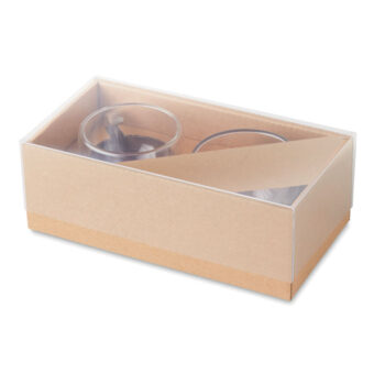 Ensemble de 2 verres à  expresso à  double paroi avec soucoupe en bambou. Présenté dans une boîte en papier kraft. Capacité 90 ml.-Transparent-8719941042971-3