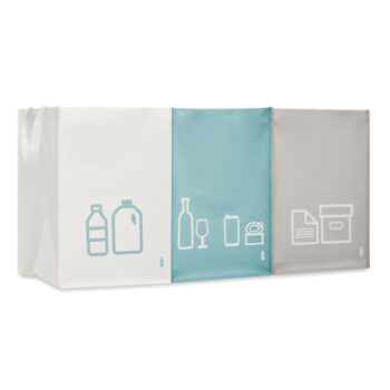 Set de 3 sacs en RPET non tissé laminé avec poignées. Pratique pour trier papier