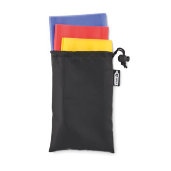 Lot de 3 bandes de fitness en TPE dans une pochette en polyester RPET. Les bandes de fitness ont toutes une résistance différente pour un entraînement optimal.-Noir-8719941056442