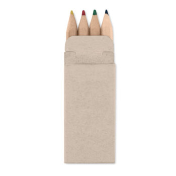 4 mini crayons de couleur dans un étui cartonne.-Beige-8719941027794
