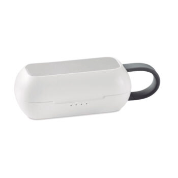 Ensemble de 2 oreillettes stéréo sans fil JL 5.0 True Wireless Stéréo (TWS) avec batterie intégrée de 30 mAh. Temps de jeu env. 3 heures. Comprend un câble de charge micro USB et une station de charge de 400 mAh.-Blanc-8719941044623-1