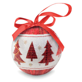 Boule de Noël finition perlée avec cordon. Boîte cadeau individuelle en carton assortie.-Multicolore-8719941012387-1