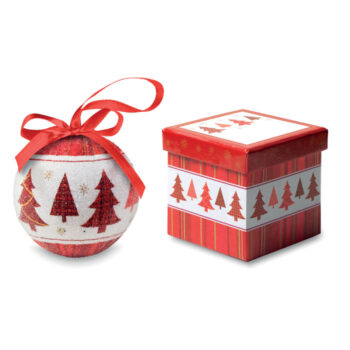 Boule de Noël finition perlée avec cordon. Boîte cadeau individuelle en carton assortie.-Multicolore-8719941012387