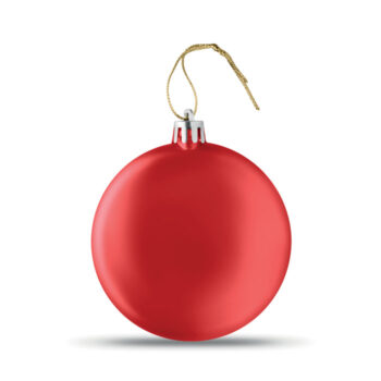 Boule de Noël plate  PP avec finition  métalisée et accroche en ruban.-Rouge-8719941000148