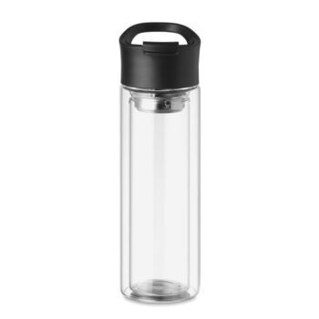 avec couvercle en PP et infuseur à  thé. Capacité 380 ml. Anti fuite. La gravure au laser n'est pas possible sur le verre borosilicate.-Transparent-8719941045255-1