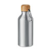 Bouteille en aluminium à  simple paroi avec bouchon en bambou et mousqueton. Capacité : 400 ml. Le mousqueton n'est pas fait pour l'escalade.-Argent mat-8719941056756