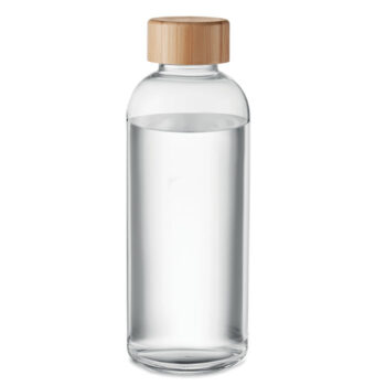 Bouteille en verre avec couvercle en bambou. Capacité 650 ml. Antifuite.-Transparent-8719941055872-2