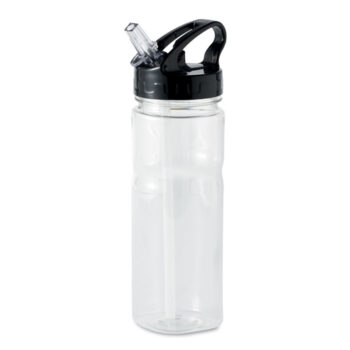 Bouteille en PCTG sans BPA avec paille repliable sur le couvercle. Contenance 500 ml. Anti fuite.-Transparent-8719941021372