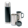 Bouteille double paroi en acier inoxydable  et 2 tasses de 220ml. Contenance 500 ml.-Noir-8719941005242