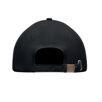 Casquette de baseball à  6 pans en coton épais brossé avec fermeture par boucle métal. Taille 7 1/4.-Noir-8719941041387-1