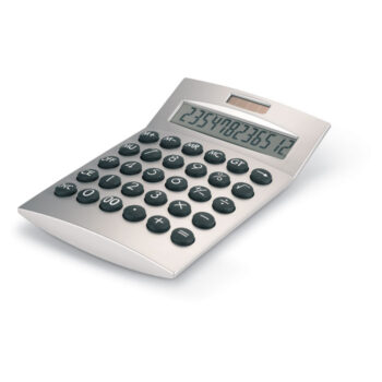 Calculatrice à  12 chiffres. Boîtier en plastique. 1 pile bouton incluse.-Argent mat-8719941007888