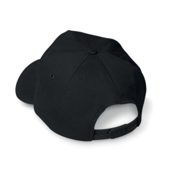 Casquette baseball  5 pans en coton avec patte de réglage plastique. 2 oeillets métalliques de couleur assortie. Taille 7 1/4.-Noir-8719941015081-1