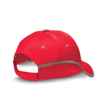 Casquette baseball 5 pans en coton sergé patte de réglage ajustable. 4 oeillets gris cousus. Liserés réfléchissants sur la visière. Taille 7 1/4.-Rouge-8719941016729-1