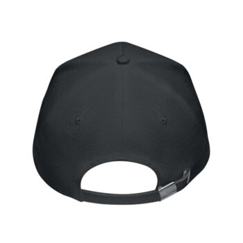 Casquette de baseball 5 pans en tissu 100% chanvre 370 gr/m² avec clip en laiton sur fermeture à  sangle réglable. 5 oeillets surpiqués de couleur assortie. Taille 7 1/4.-Noir-8719941051720-1