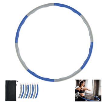 Cerceau Hula hoop détachable et réglable (850 gr) présenté dans une pochette RPET. Diamètre maximum 95cm.-Noir-8719941053960