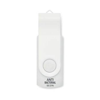 Clé USB antibactérienne de 16 GB avec couvercle métallique de protection. Tournez le couvercle et connectez-vous au port USB pourcommencer à  l'utiliser. ISO 22196.-Blanc-8719941051904-1