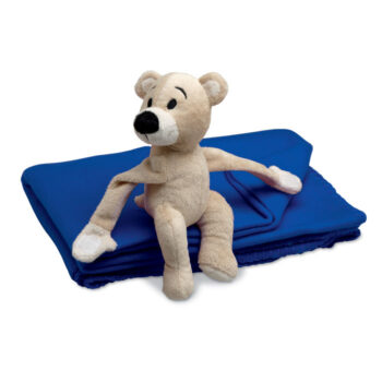 Couverture polaire pour enfants avec nounours tenant la couverture avec des mains en velcro.-Bleu-8719941020771-1