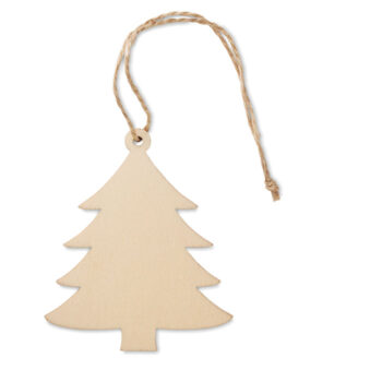 Décoration en bois forme sapin avec cordon en jute. Le MDF est unproduit naturel