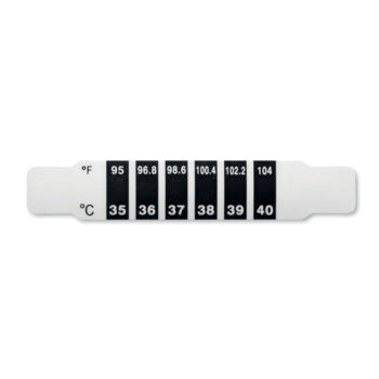 Indicateur de température en PET. Affichage de degrés en degrés Celsiuset Fahrenheit. 0.18 mm d'épaisseur.-Blanc-8719941050051