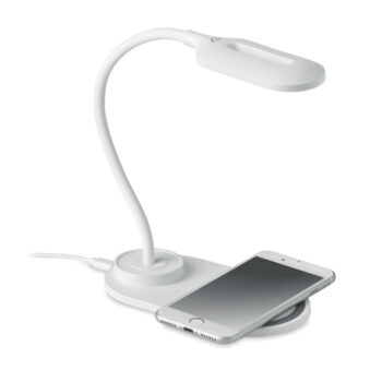 Lampe de bureau en ABS avec 10 lampes LED et chargeur sans fil 10W. écran tactile. Sortie : DC 9V/1.1A (10W) pour une charge rapide. Compatible avec les derniers Androïdes