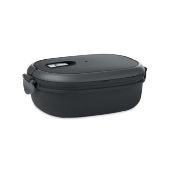 Lunch box avec couvercle hermétique en PP ( intérieur & extérieur). Passe au micro-ondes et au lave-vaisselle. Contenance de 1000 ml.-Noir-8719941050419