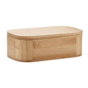 Lunch box en bambou avec séparateur amovible et sangle élastique en nylon. Ne peut contenir que des aliments secs. Capacité : 1L.-Bois-8719941055186-2