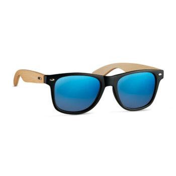 Lunettes de soleil vintage avec branche en bambou et monture en PC et verres colorés. Protection UV400.-Bleu-8719941040502-1