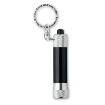Mini lampe torche en aluminium avec 1 Led et porte-clés. 4  piles LR44 incluses.-Noir-8719941006133
