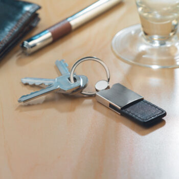 Porte-clés avec bande PU et en alliage de zinc.-Noir-8719941002326-4