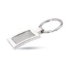 Porte-clés rectangulaire en alliage de zinc chromé avec espace mat. Emballage boite cadeau.-Argent brillant-8719941002937