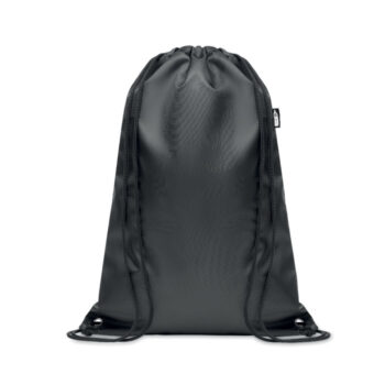 Sac à  cordon en  RPET 420D avec lampe amovible à  l'avant. Pile bouton incluse. Lampe COB de couleur blanche et rouge.-Noir-8719941050037-1