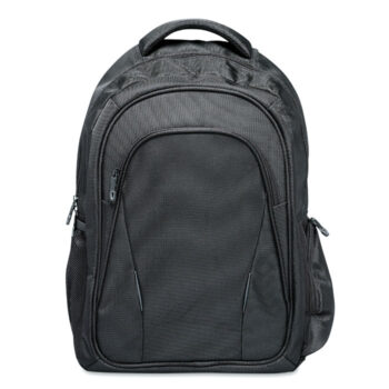 Sac à  dos pour ordinateur portable 15 '' avec compartiments. Incluant plusieurs poches et un porte-stylo. Dos et bretelles rembourrés. Polyester 1680D-Noir-8719941011182-1