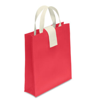 Sac à  provisions pliable pratique non-tissé (70g/m²). Le rabat de fermeture offre une position idéale pour le logo du client.-Rouge-8719941014770