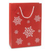 Elégant sac cadeau en papier décoré de motifs de flocons  de neige. Petite carte message incluse.  Grand modèle.-Rouge-8719941012714