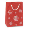 Elégant sac cadeau en papier décoré de motifs de flocons  de neige. Petite carte message incluse. Petit modèle.-Rouge-8719941012691