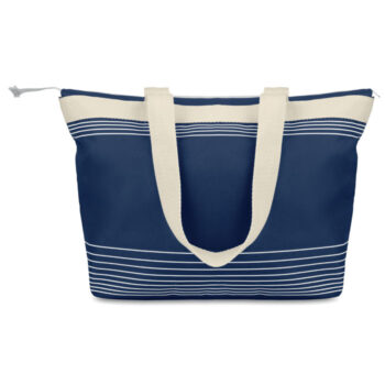 Sac de plage ou  shopping en polyester 600D avec des sangles et attributs en toile. Comprend une poche intérieure.-Bleu-8719941024496