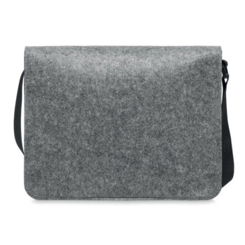 Sac messager ou sac d'ordinateur portable en feutre RPET avec fermeture auto-agrippante. Bandoulière en polyester. Convient à  un ordinateur portable de 15''.-Gris-8719941052048-1