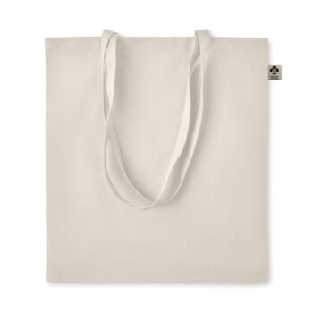 Sac shopping à  anses longues en coton organique. 140 gr/m². Produit sous une norme certifiée pour l'utilisation de substances nocives dans le textile.-Beige-8719941052420