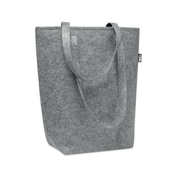 Sac shopping en feutre RPET avec anses longues et soufflet sur le fond.-Gris-8719941052000