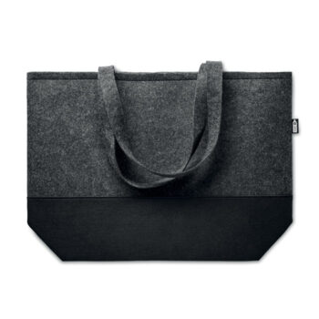 Sac shopping en feutre RPET avec de longues anses et une base colorée.-Gris foncé-8719941056398-1