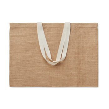 Sac shopping en jute pelliculée avec anses en coton. Anses longues.-Beige-8719941056084-2