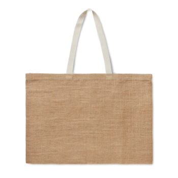 Sac shopping en jute pelliculée avec anses en coton. Anses longues.-Beige-8719941056084