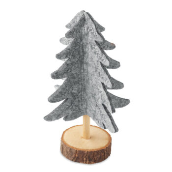 Décoration en feutre en forme de sapin avec base en bois.-Gris-8719941054486