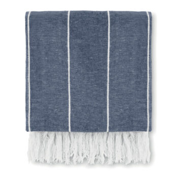 Drap de plage rond de 155 cm de diamètre en coton 180g/m².-Bleu-8719941036352-1