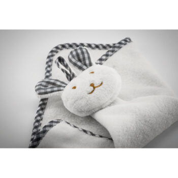 Serviette bébé en peluche en polyester velours avec lapin sur le dessus. 180gr/m².-Blanc-8719941044746-1