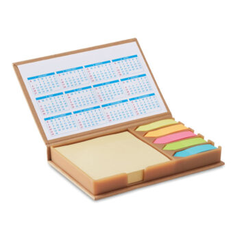 Ensemble de bureau avec onglets de pages de couleur et blocs-notes. Calendrier de 4 années attaché sur le couvercle intérieur.-Beige-8719941001145