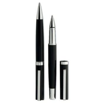 Set d'écriture présenté en coffret cadeau. Stylo à  bille twist et roller. Encre bleue.-Noir-8719941009608