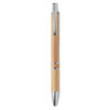 Stylo à  bouton-poussoir en aluminium avec corps en bambou. Encre bleue.-Bois-8719941037267