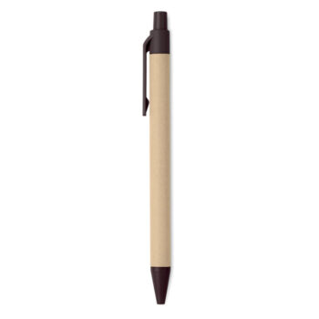 Stylo à  bille à  bouton-poussoir composé à  40% de cosse  de café et 60% en ABS. Encre bleue.-Marron-8719941047204-1