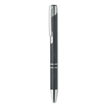 Stylo bille à  bouton poussoir en 50% paille de blé et 50% ABS avec armatures en argent. Encre bleue.-Noir-8719941044432